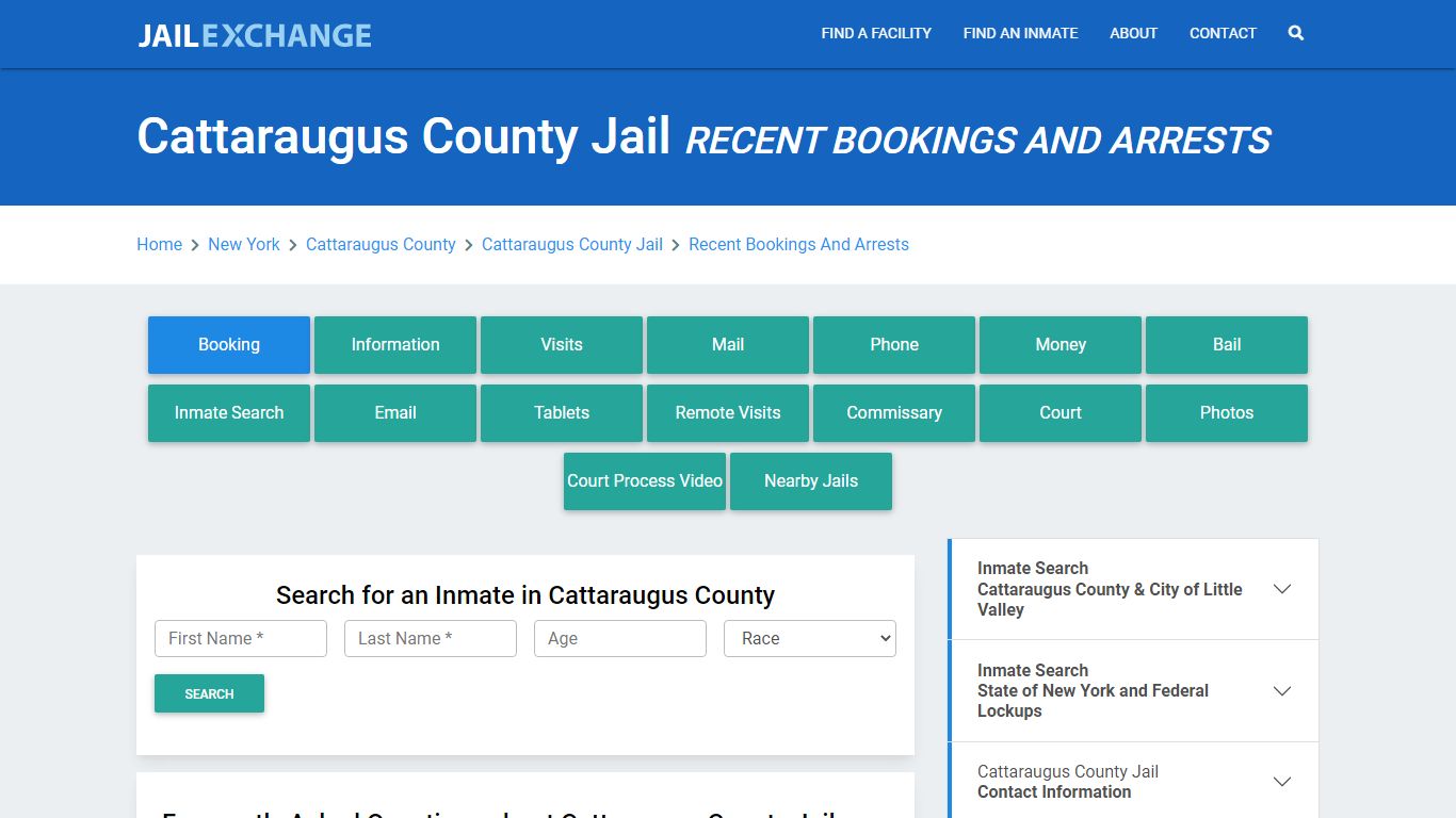 Cattaraugus County Jail Recent Bookings And Arrests