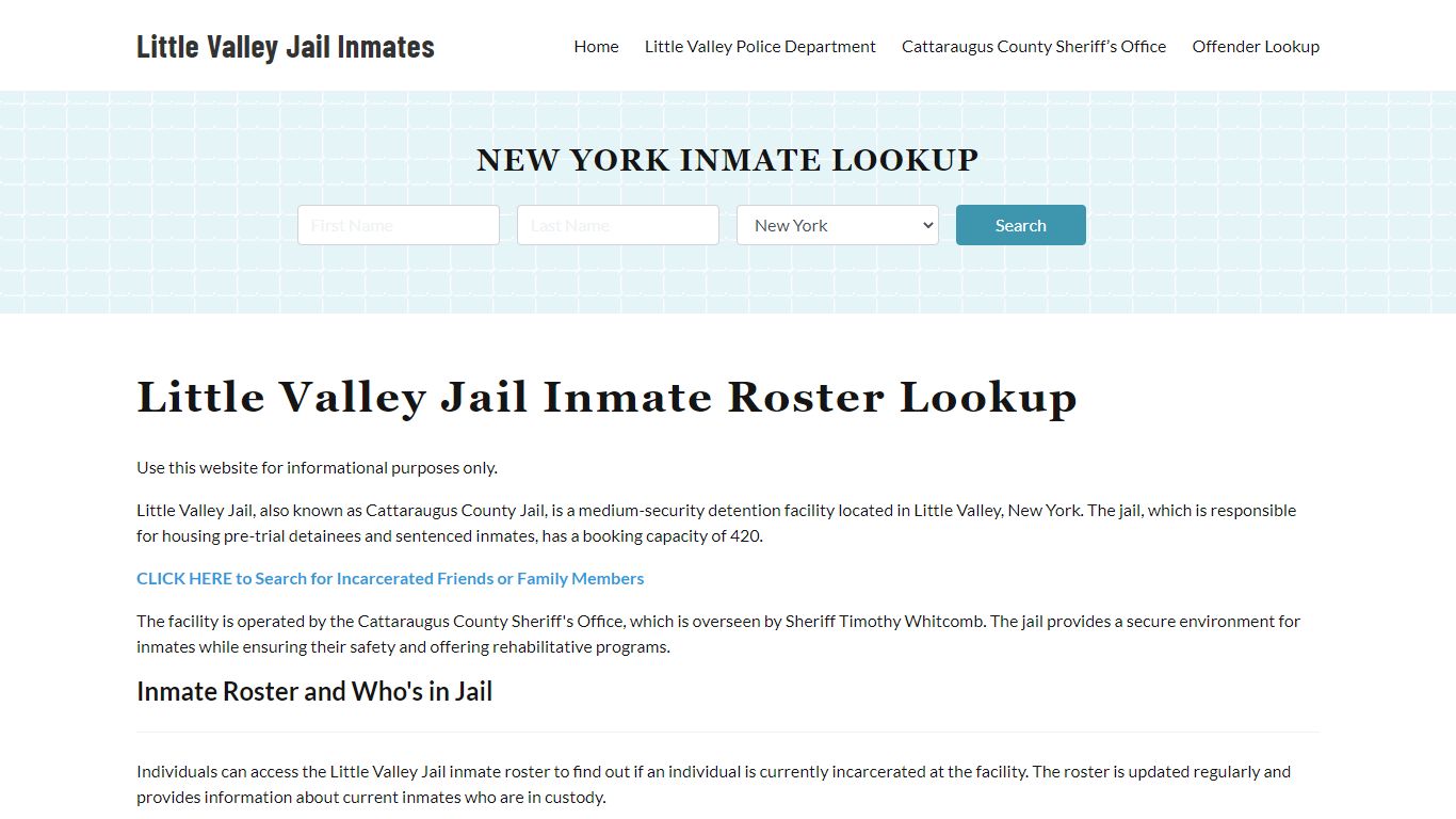 Little Valley Jail Inmate Roster, Cattaraugus County, NY, Offender Search